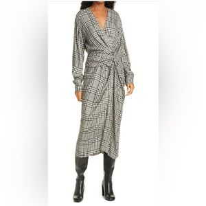 Rag & Bone Amber Plaid Front Twist Midi Dress